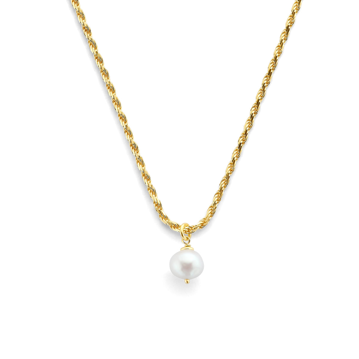 Collier parel 41 + 4 cm zilver verguld (geel)