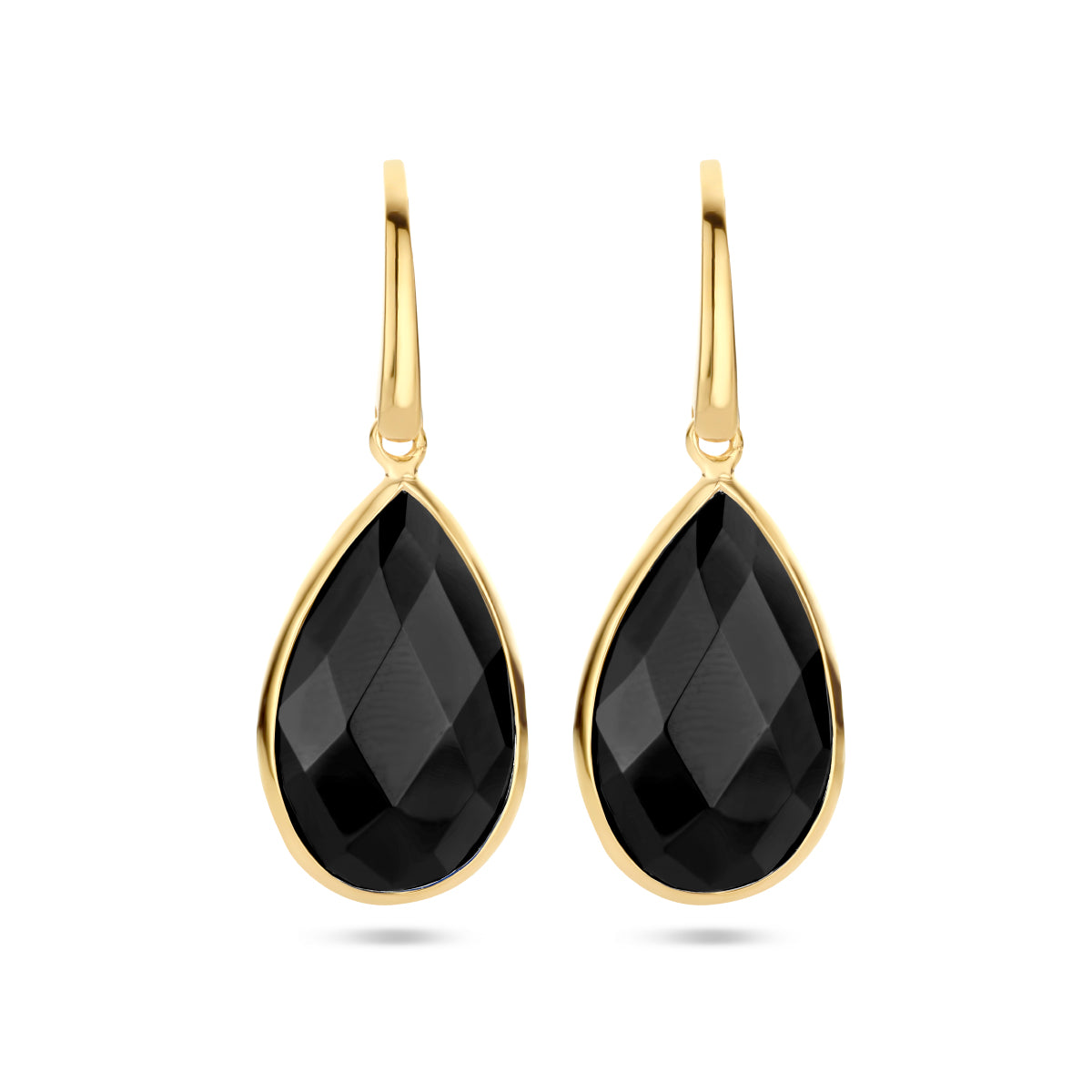 Oorhangers onyx franse haak zilver verguld (geel)