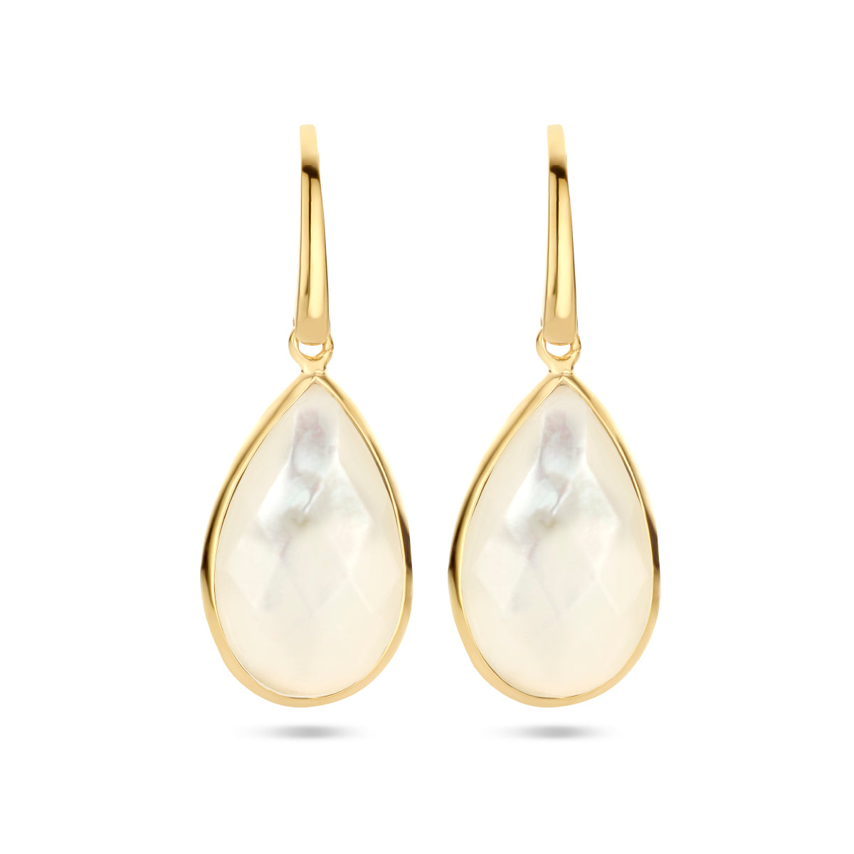 Oorhangers parelmoer franse haak zilver verguld (geel)