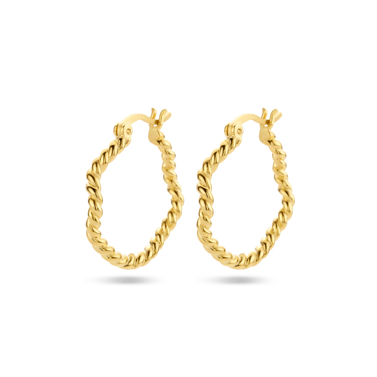 Oorringen gedraaid zilver verguld (geel)