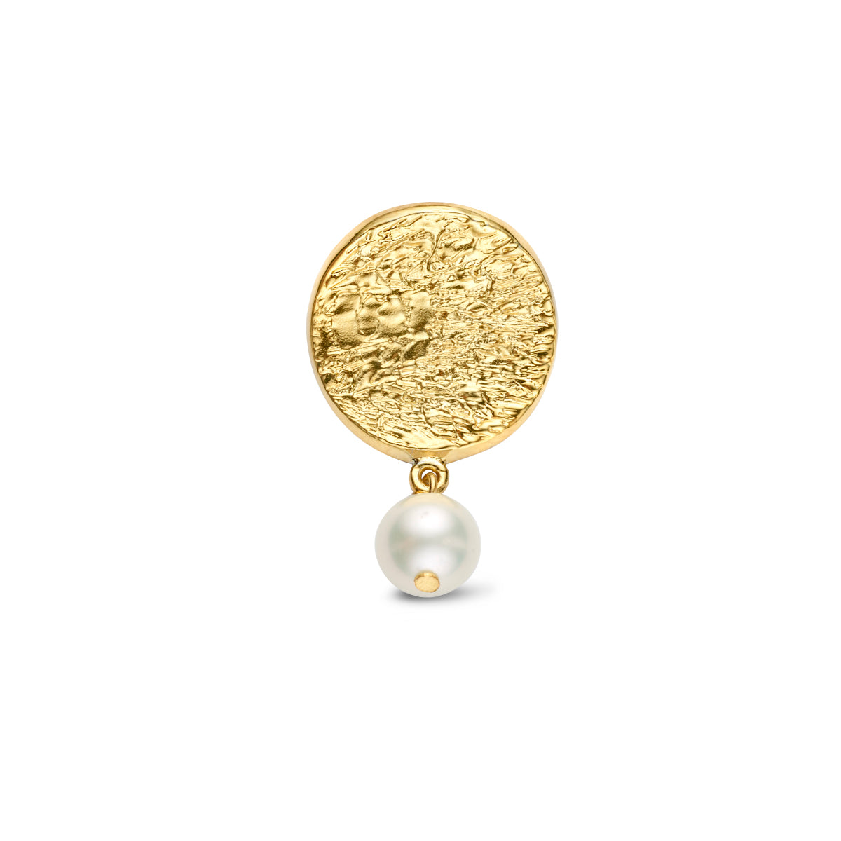 Hanger rondje en parel zilver verguld (geel)