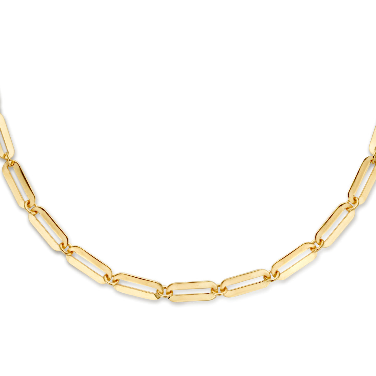 Collier paperclip plat 5,0 mm 41 + 4 cm zilver verguld (geel)