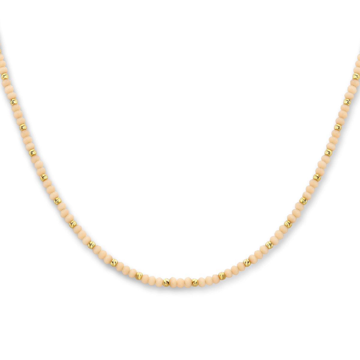 Collier bolletjes gediamanteerd en zachtgeel glas 3,0 mm 41 + 4 cm 1 micron zilver verguld (geel)