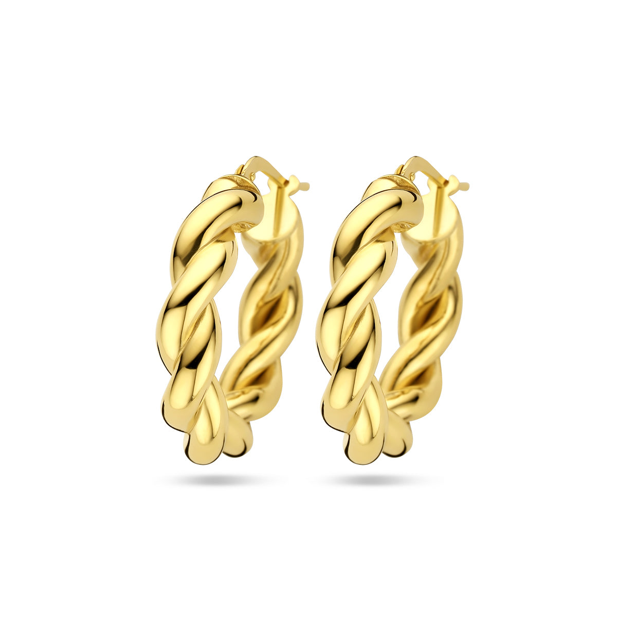 Oorringen gedraaid 1 micron zilver verguld (geel)