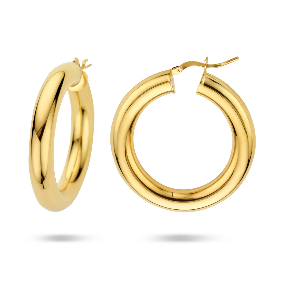 Oorringen 6,0 mm ronde buis 1 micron zilver verguld (geel)