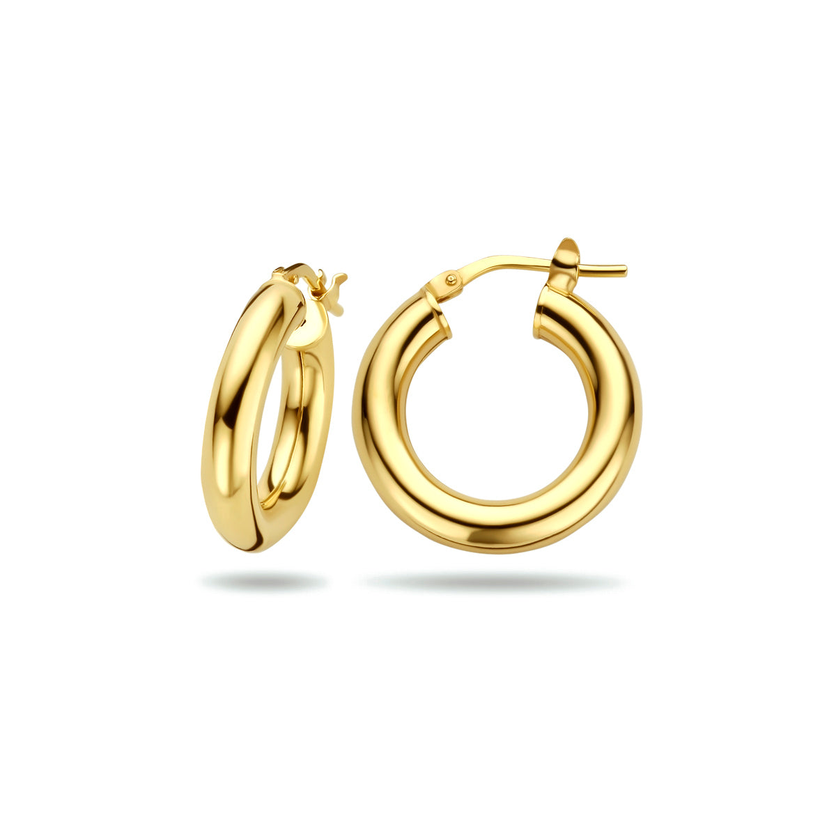 Oorringen ronde buis 4,0 mm 1 micron zilver verguld (geel)