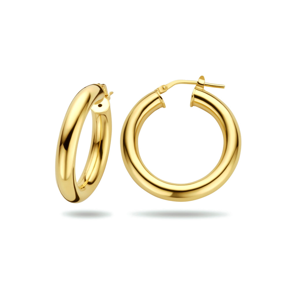 Oorringen ronde buis 5,0 mm 1 micron zilver verguld (geel)