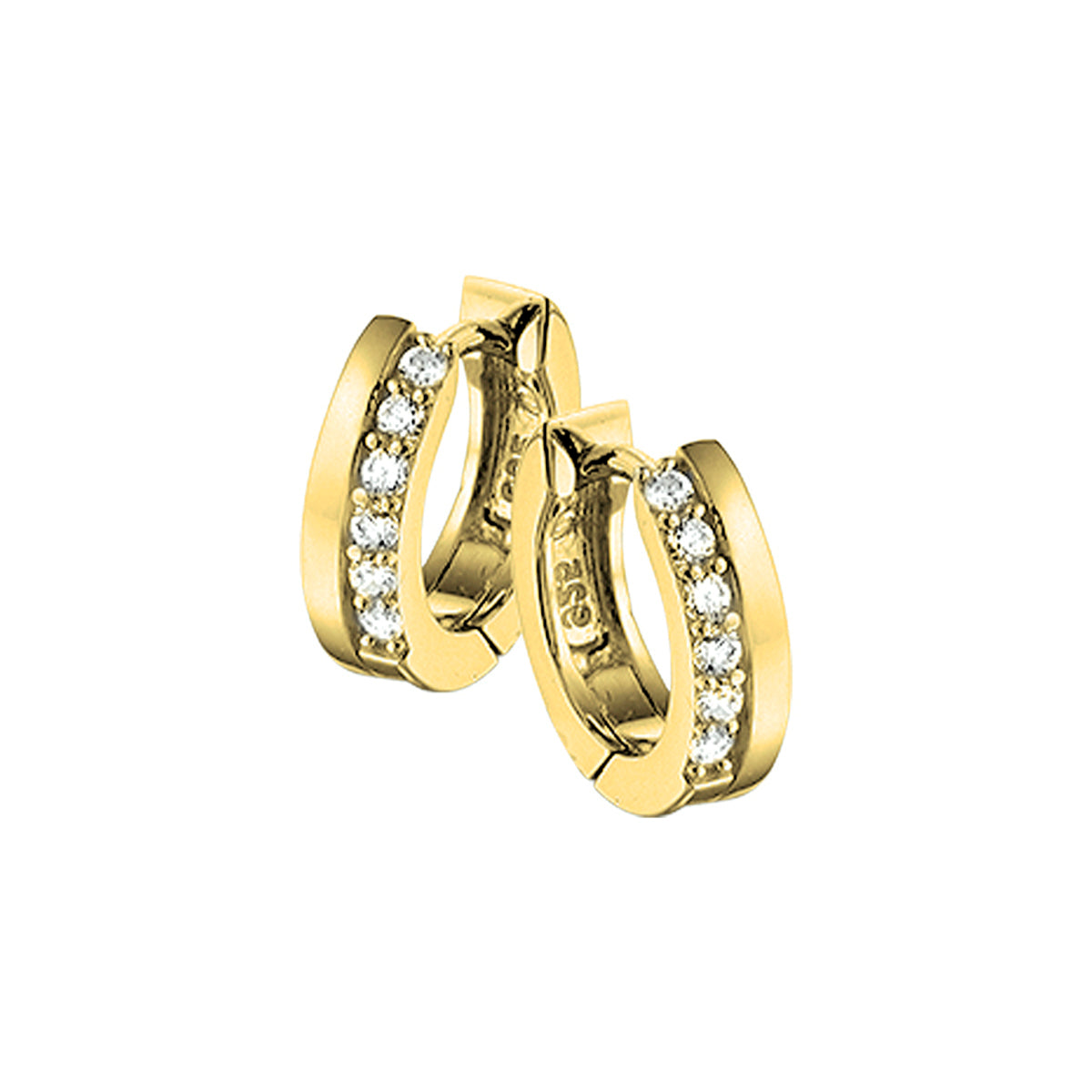 Klapoorringen zirkonia 1 micron zilver verguld (geel)