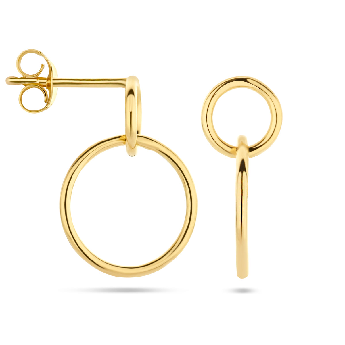 Oorhangers rondjes 1 micron zilver verguld (geel)