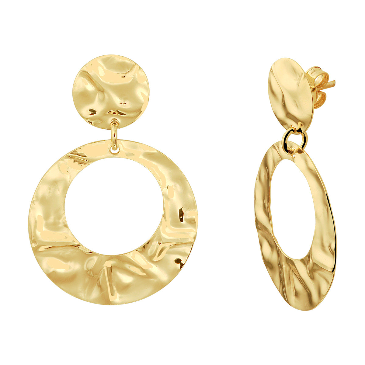 Oorhangers gehamerd 1 micron zilver verguld (geel)