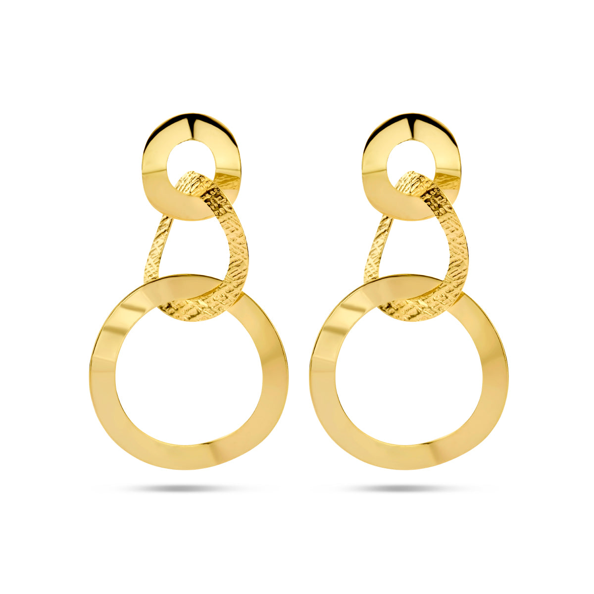 Oorhangers rondjes poli/mat 1 micron zilver verguld (geel)