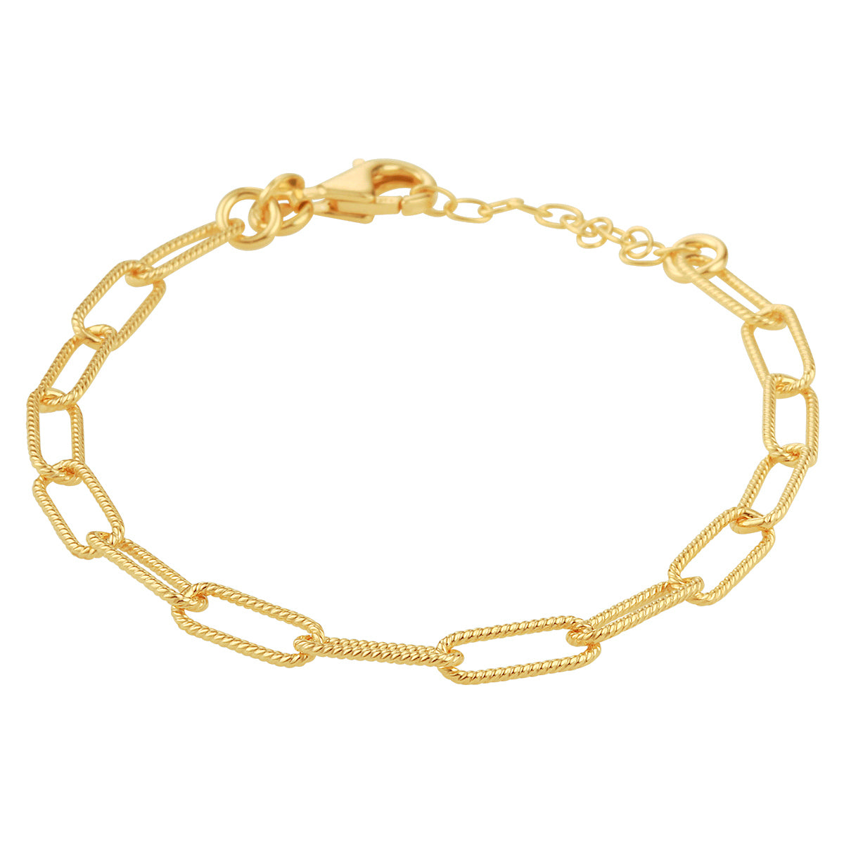 Armband paperclip ronde buis gedraaid 4,3 mm 16 + 3 cm 3 micron zilver verguld (geel)