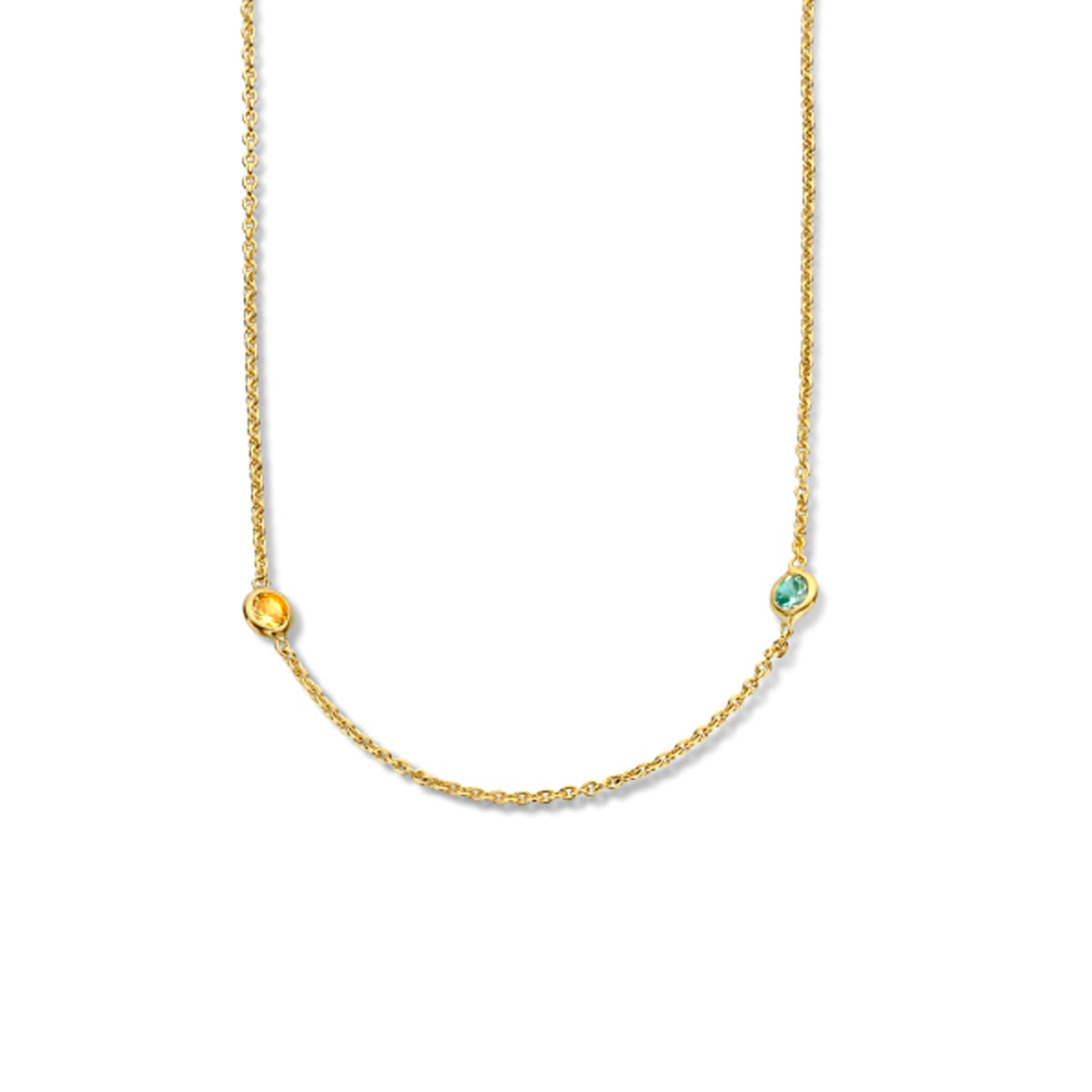 Collier meerdere kleuren zirkonia 40 + 4 cm 3 micron zilver verguld (geel)