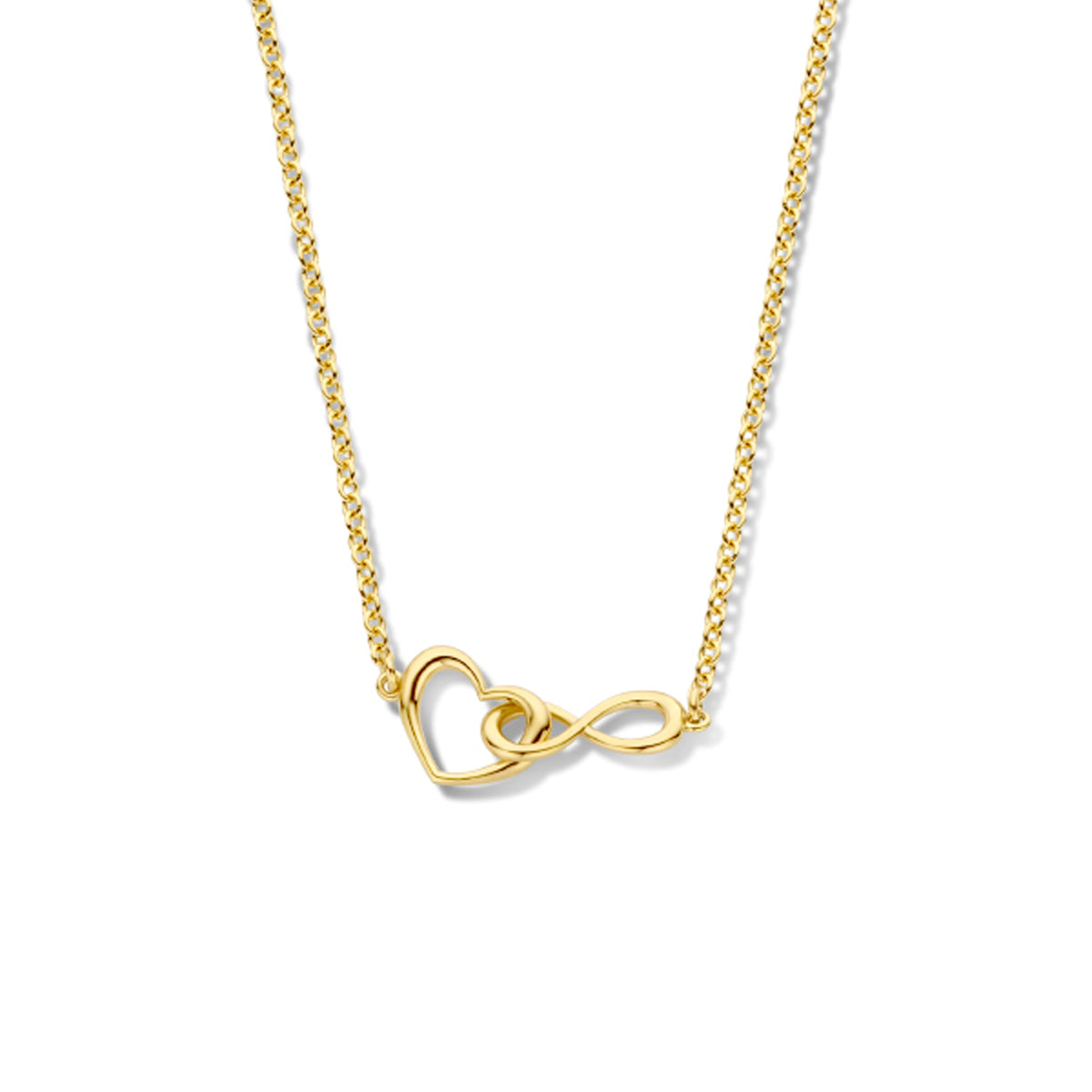 Collier hart en infinity 42 + 3 cm 3 micron zilver verguld (geel)