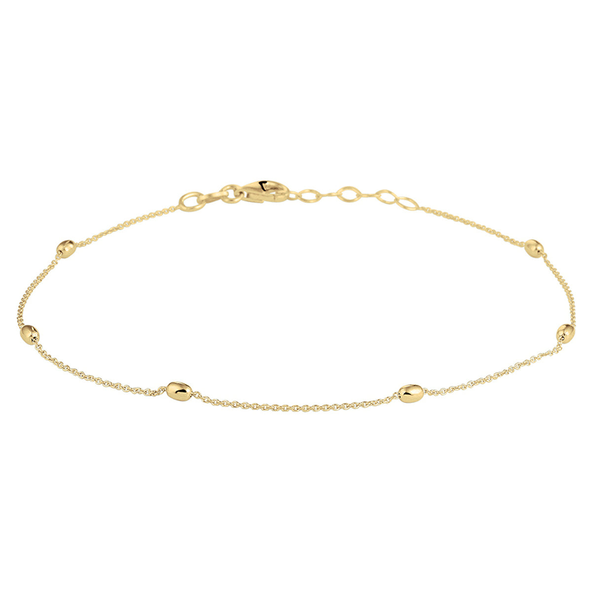 Enkelbandje bolletjes 1,0 mm 24 + 2 cm 3 micron zilver verguld (geel)