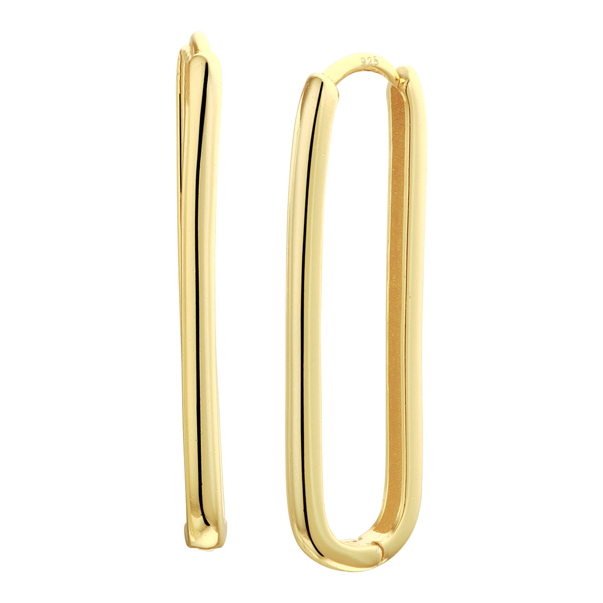 Klapoorringen paperclip 1 micron zilver verguld (geel)