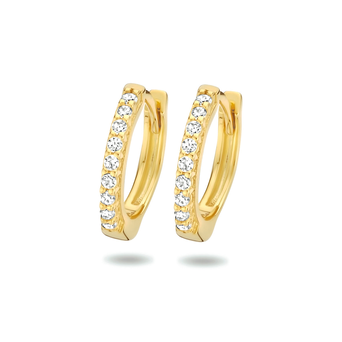 Klapoorringen zirkonia 1 micron zilver verguld (geel)