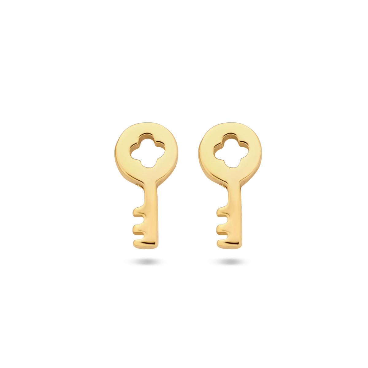 Oorknoppen sleutel 1 micron zilver verguld (geel)