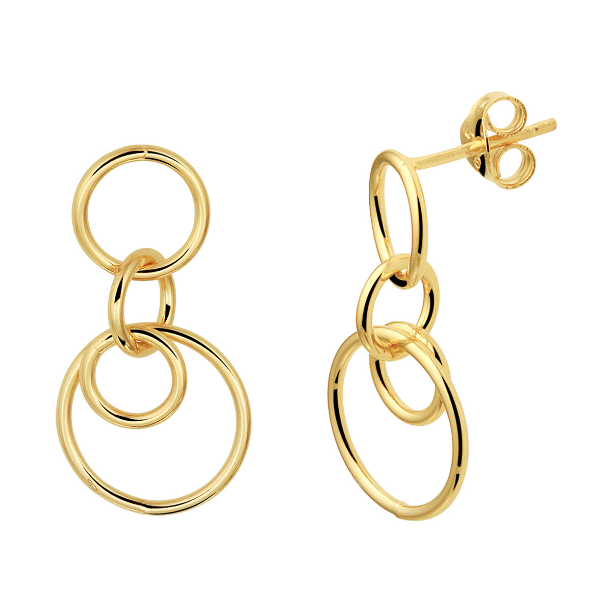 Oorhangers rondjes 1 micron zilver verguld (geel)