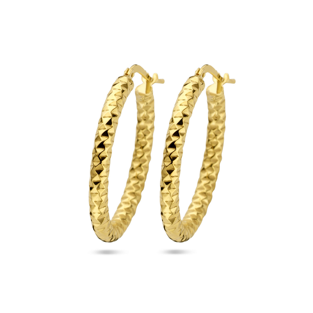 Oorringen 3,0 mm ronde buis gediamanteerd 1 micron zilver verguld (geel)