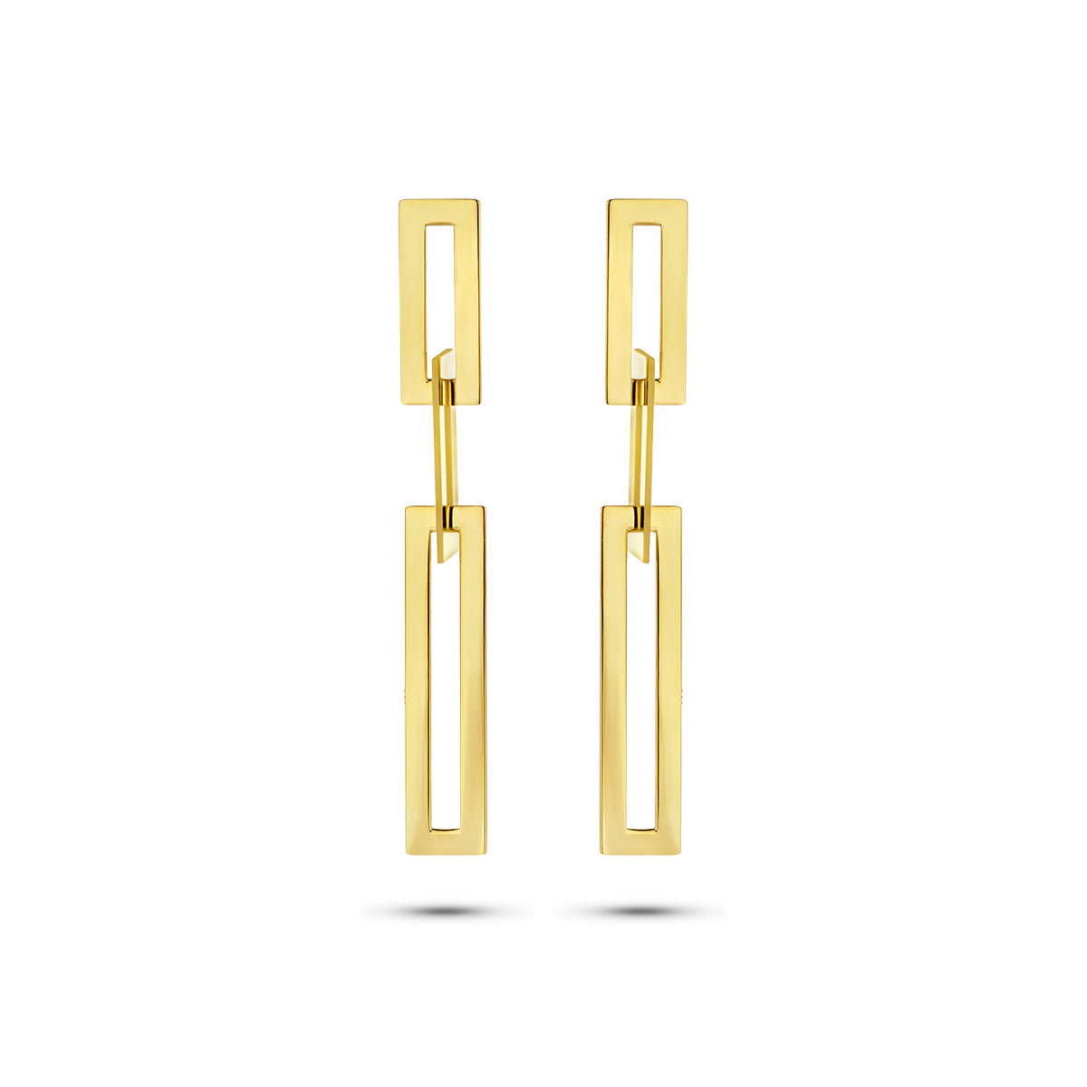 Oorhangers rechthoeken 1 micron zilver verguld (geel)