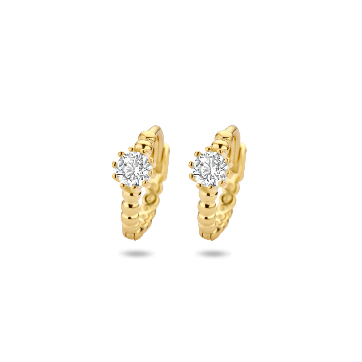 Klapoorringen bolletjes zirkonia 1 micron zilver verguld (geel)