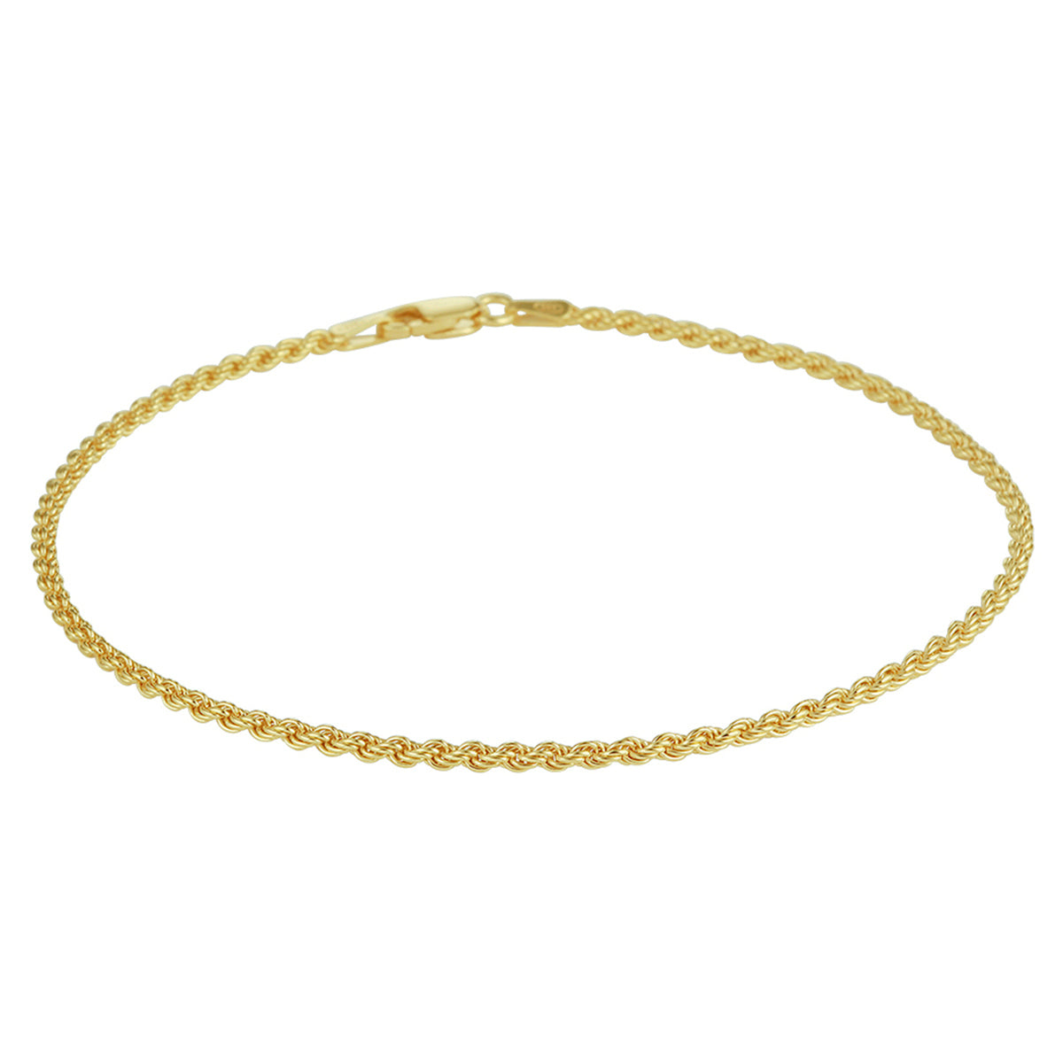 Enkelbandje koord 2 mm 24 cm 3 micron zilver verguld (geel)