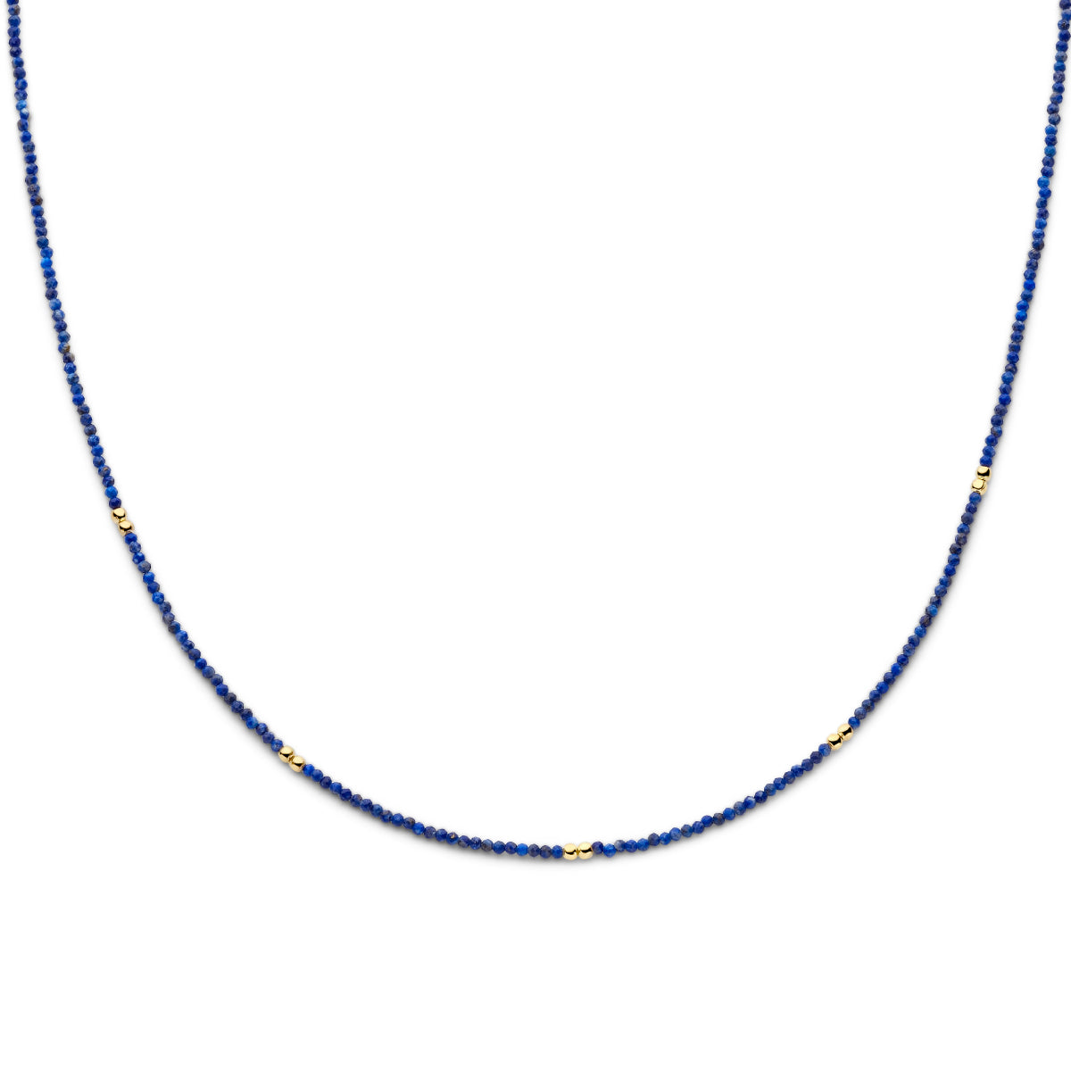 Collier lapis 40 + 4 cm 1 micron zilver verguld (geel)