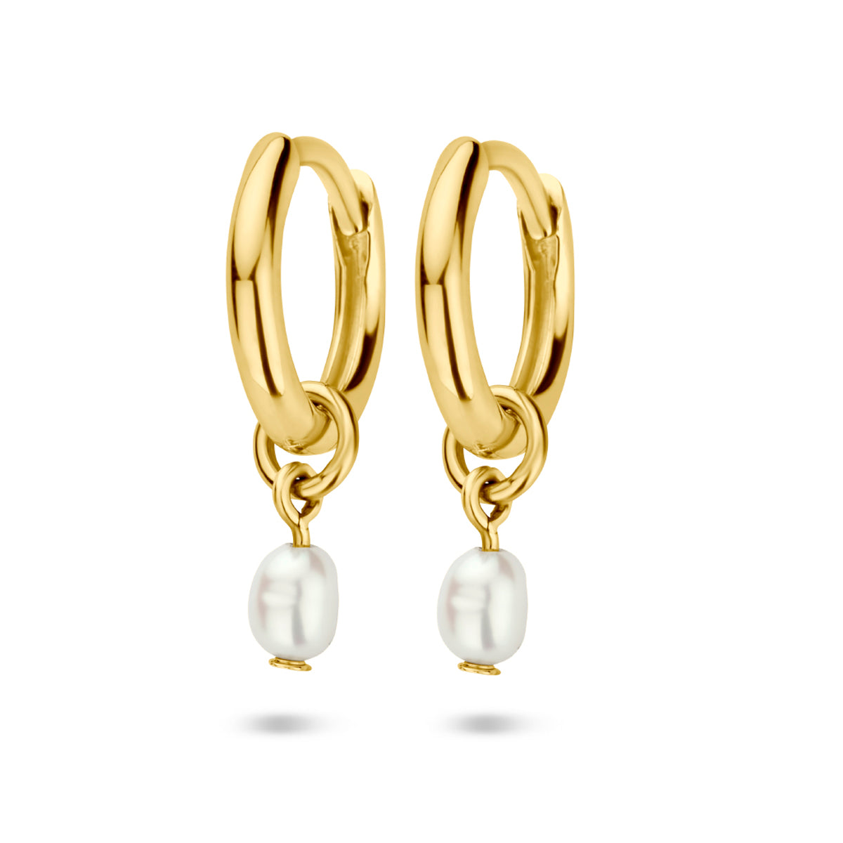 Oorringen parel 1 micron zilver verguld (geel)