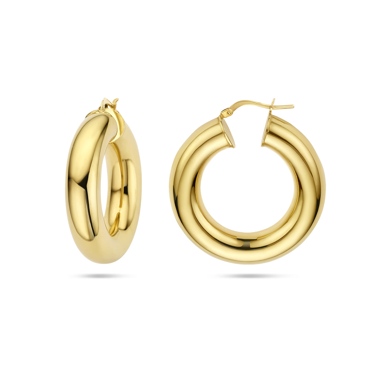 Oorringen 8,5 mm ronde buis 1 micron zilver verguld (geel)