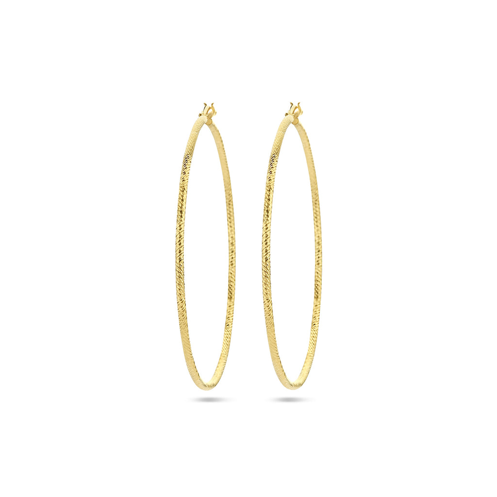 Oorringen 1,5 mm ronde buis gediamanteerd 1 micron zilver verguld (geel)