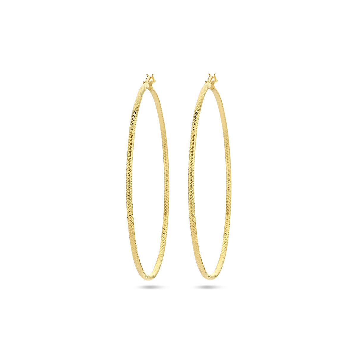 Oorringen 1,5 mm ronde buis gediamanteerd 1 micron zilver verguld (geel)