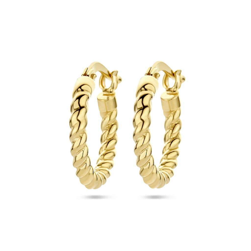 Oorringen gedraaide buis 1 micron zilver verguld (geel)