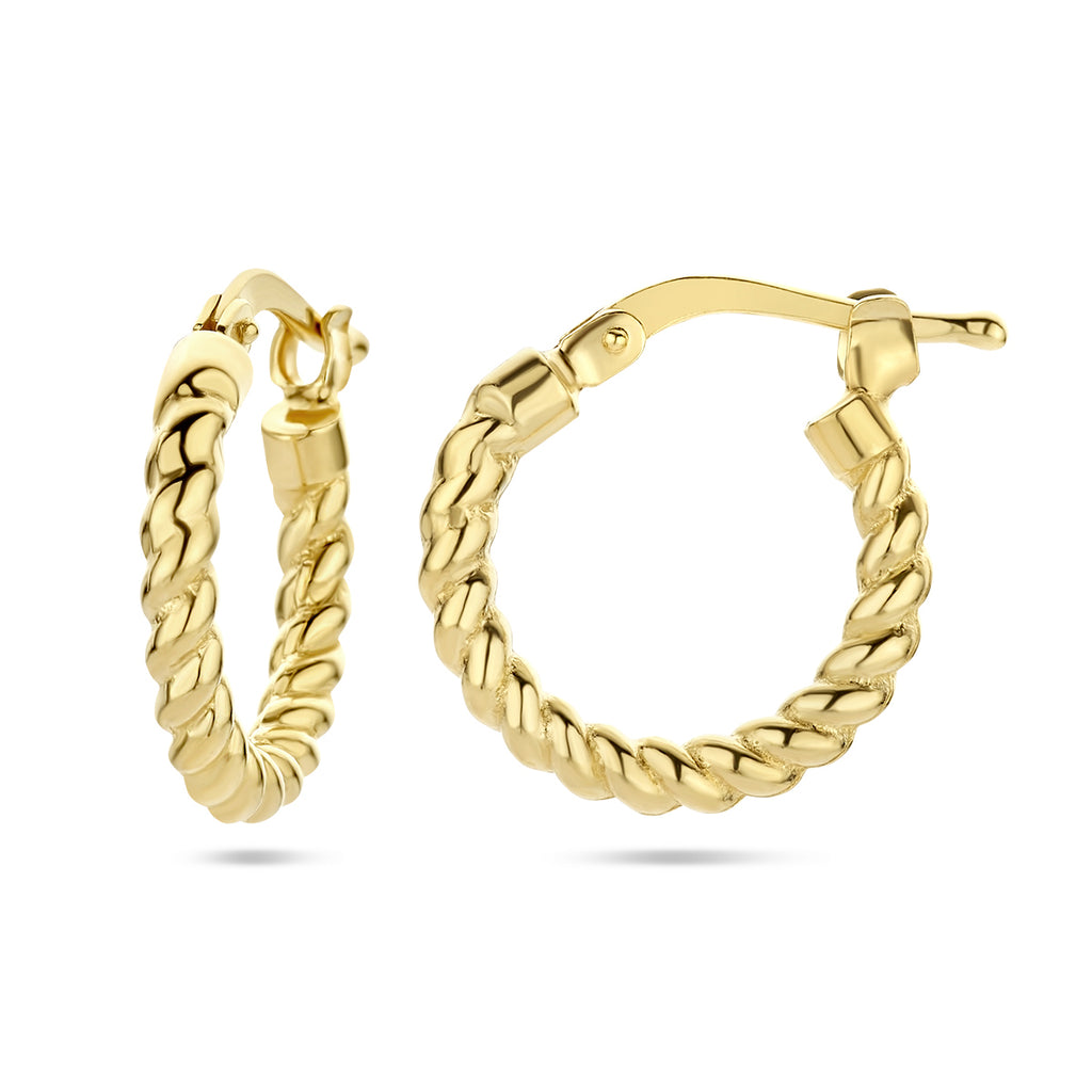 Oorringen gedraaide buis 1 micron zilver verguld (geel)