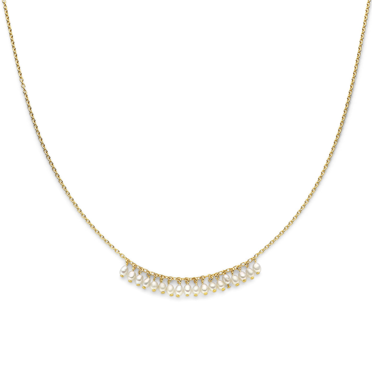 Collier parels 42 + 3 cm 3 micron zilver verguld (geel)