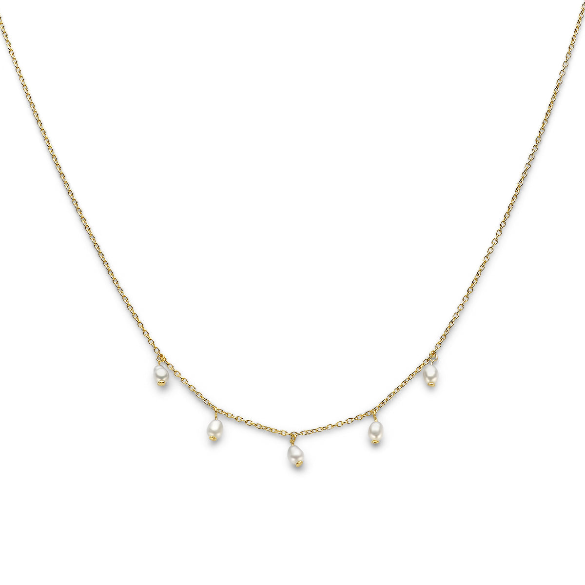 Collier parels 42 + 3 cm 3 micron zilver verguld (geel)