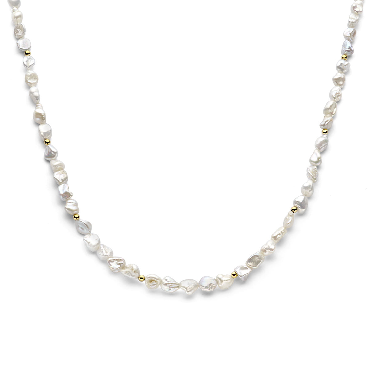 Collier parel barok 42 + 3 cm 3 micron zilver verguld (geel)