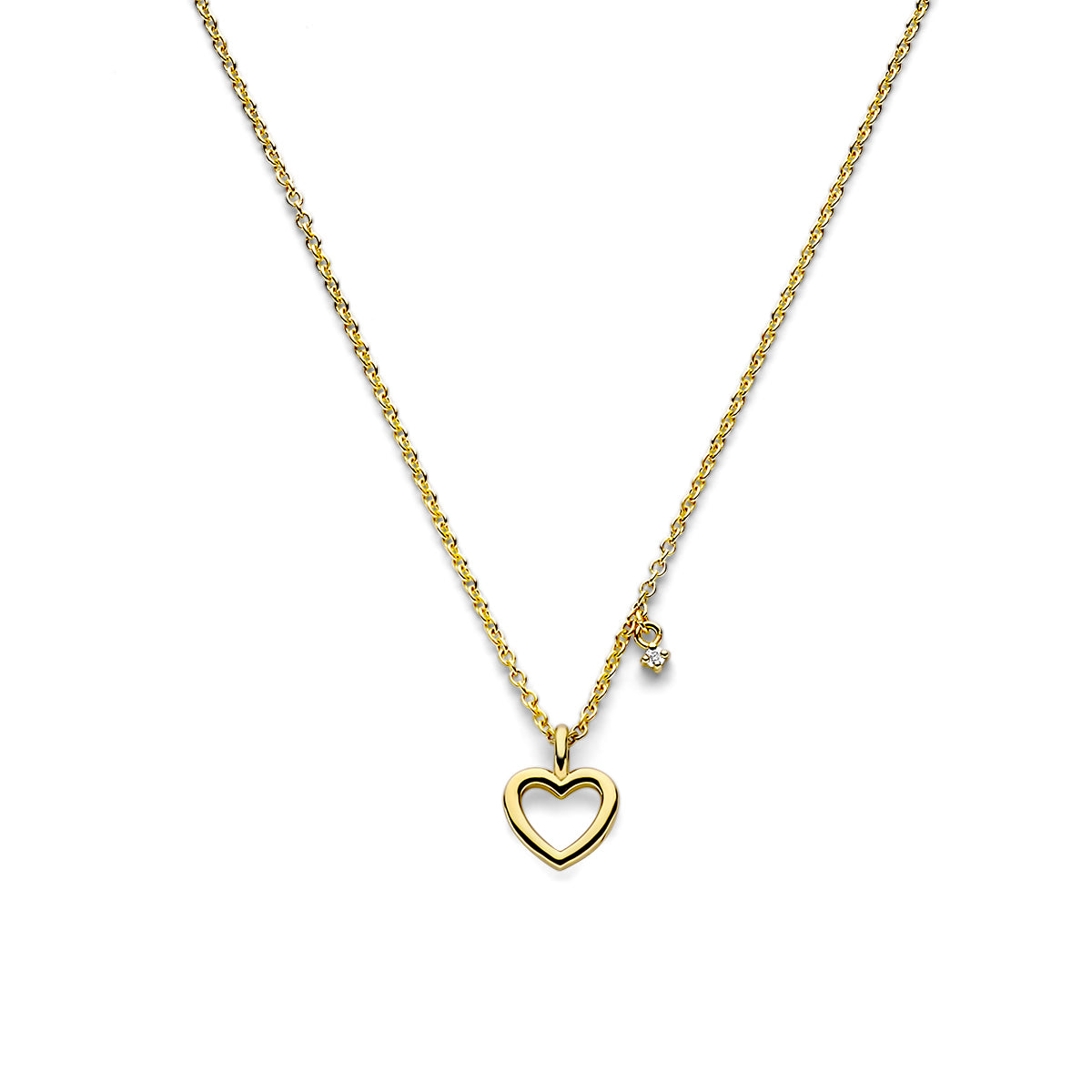 Collier hart en diamant 0.015ct j p1 3 micron zilver verguld (geel)