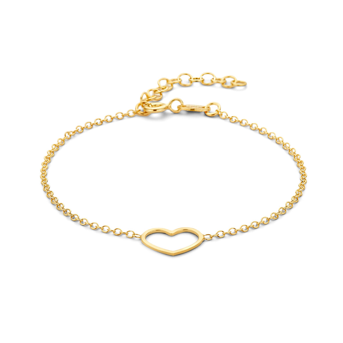 Armband hart 16 + 3 cm 3 micron zilver verguld (geel)