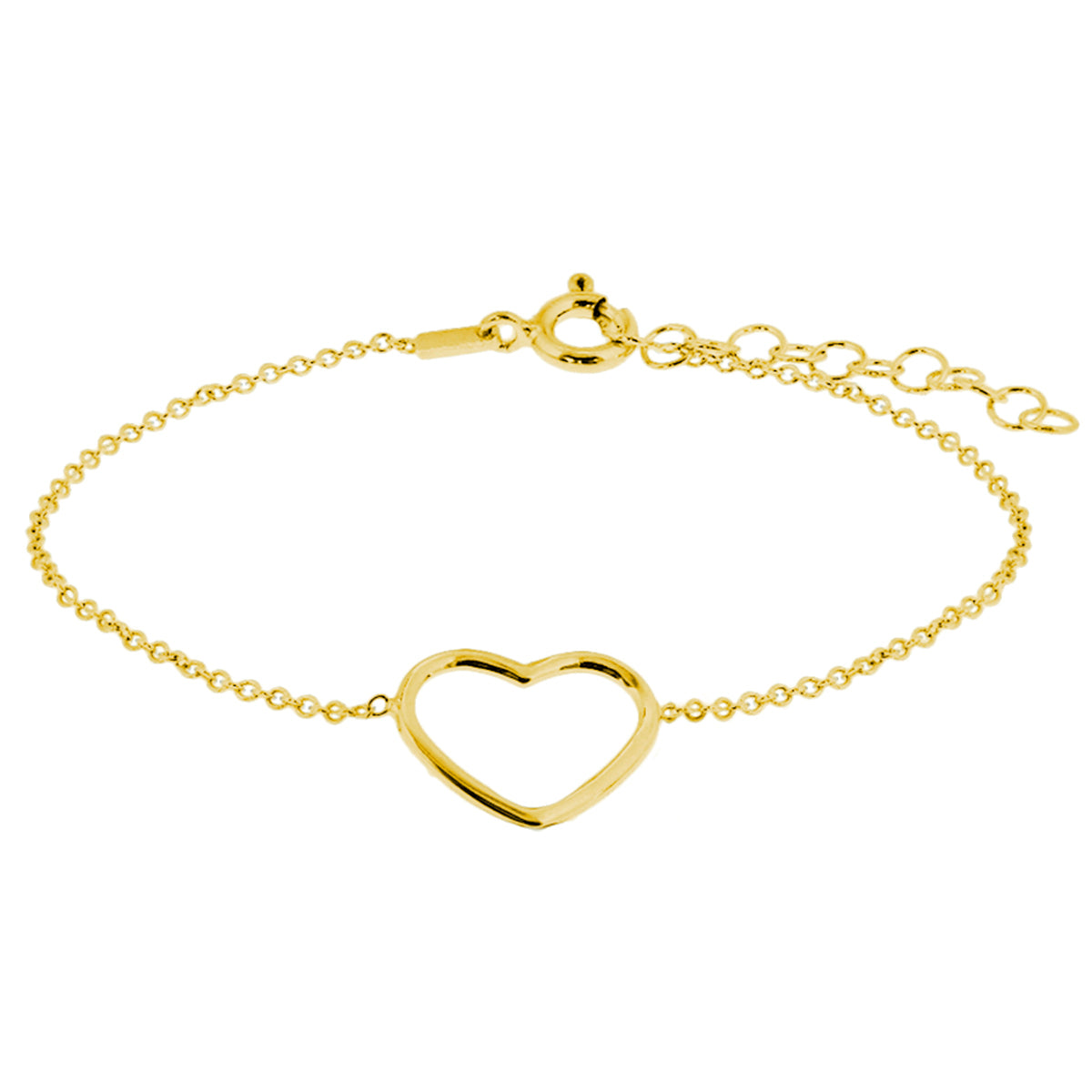 Armband hart 16 + 3 cm 3 micron zilver verguld (geel)