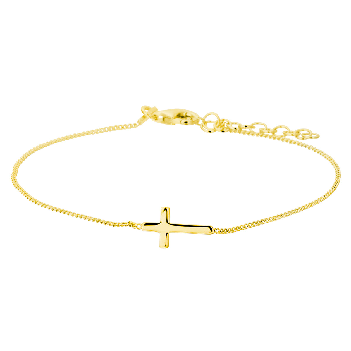 Armband kruis 17 + 3 cm 3 micron zilver verguld (geel)