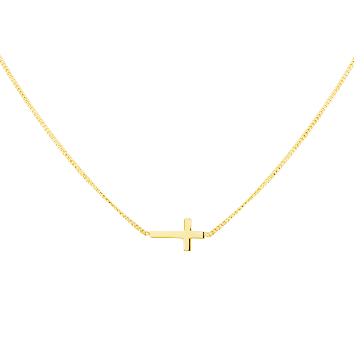 Collier kruis 40 + 5 cm 3 micron zilver verguld (geel)