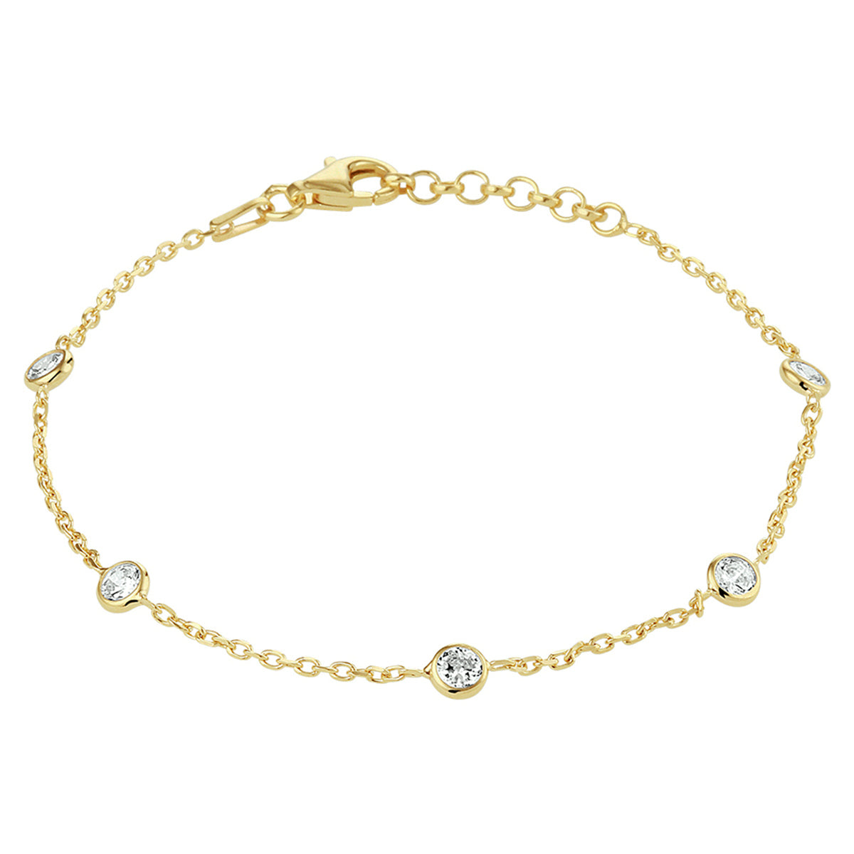 Armband zirkonia 17 + 2 cm 3 micron zilver verguld (geel)