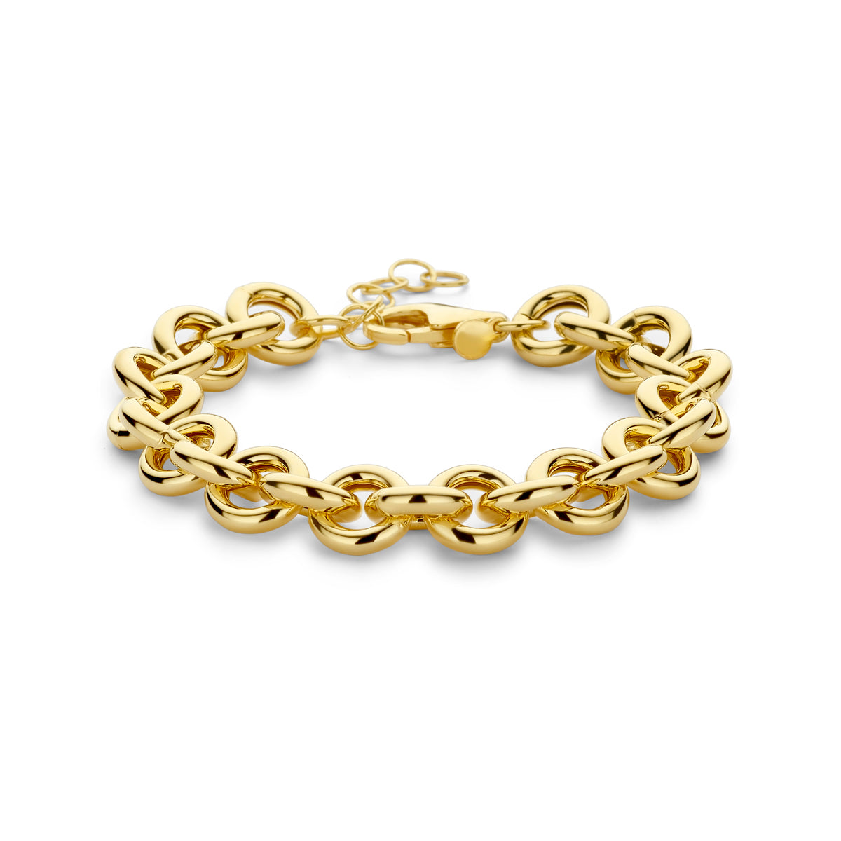 Armband 11 mm 17 + 3 cm 3 micron zilver verguld (geel)