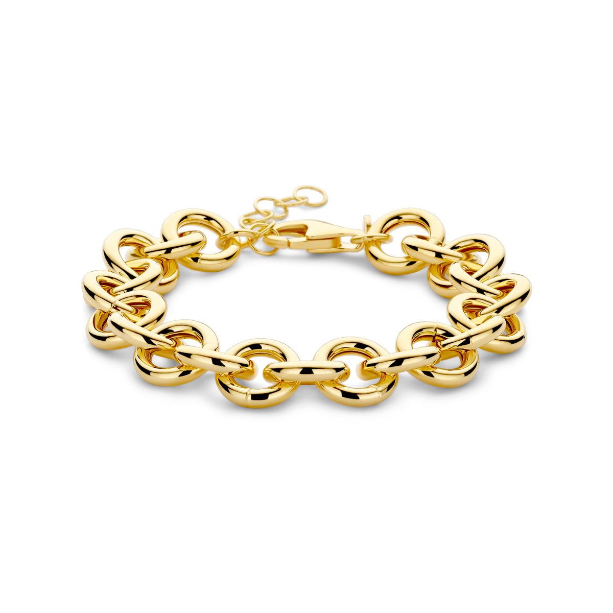 Armband 12 mm 17 + 3 cm 3 micron zilver verguld (geel)