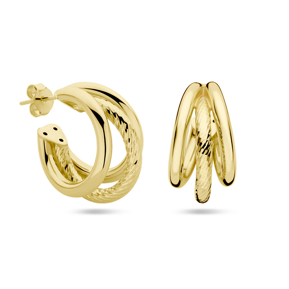 Stekeroorringen 1 micron zilver verguld (geel)