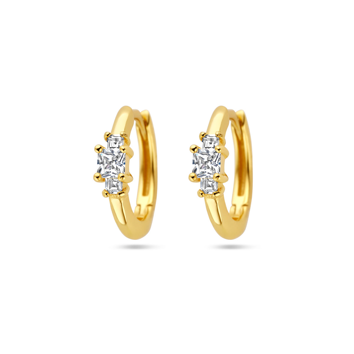 Klapoorringen zirkonia 1 micron zilver verguld (geel)