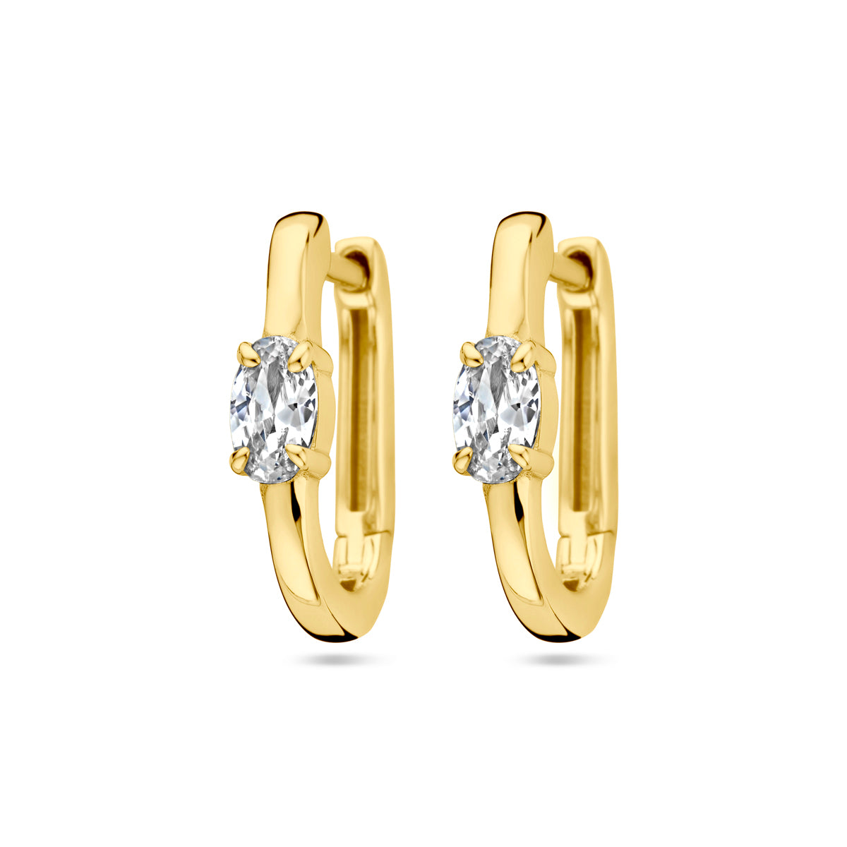 Klapoorringen zirkonia 1 micron zilver verguld (geel)