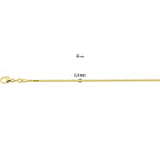Collier venetiaans 1,3 mm 3 micron zilver verguld (geel)