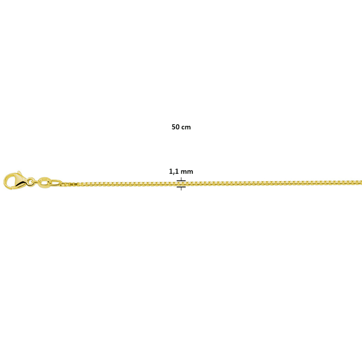 Collier venetiaans 1,1 mm 3 micron zilver verguld (geel)